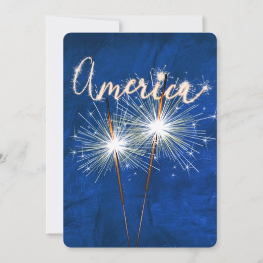 4. Juli Party Sparkler auf blaue Einladung (Vorderseite)