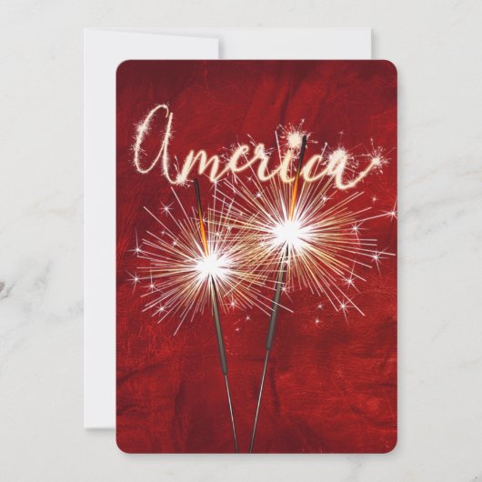 4. Juli Party Sparkler auf Rot Einladung (Vorderseite)