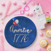 4. Juli Party Sparkler Blue Pappteller (Party)