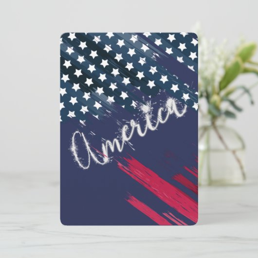 4. Juli Party Sparkler Flag Einladung (Stehend Vorderseite)