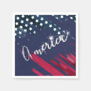 4. Juli Party Sparkler Flag Serviette