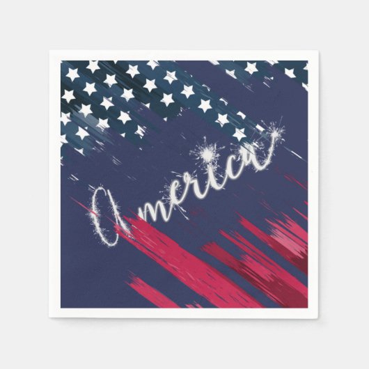 4. Juli Party Sparkler Flag Serviette (Vorderseite)