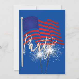 4. Juli Party Sparklers auf Flag Einladung