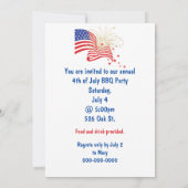 4. Juli Party Sparklers auf Flag Einladung (Rückseite)