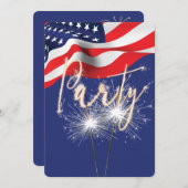 4. Juli Party Sparklers auf Flag Einladung (Vorne/Hinten)