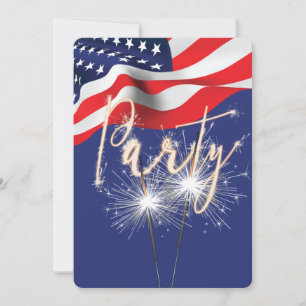 4. Juli Party Sparklers auf Flag Einladung