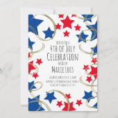 4. Juli Party Stars Imitate Gold Wirbel Einladung (Vorderseite)
