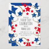 4. Juli Party Stars Imitate Gold Wirbel Einladung (Vorne/Hinten)