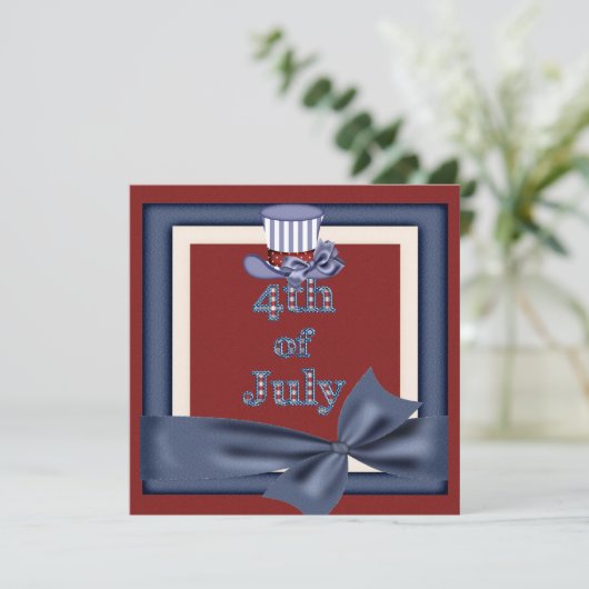 4. Juli Party Uncle Sam Hat Invites Einladung (Stehend Vorderseite)