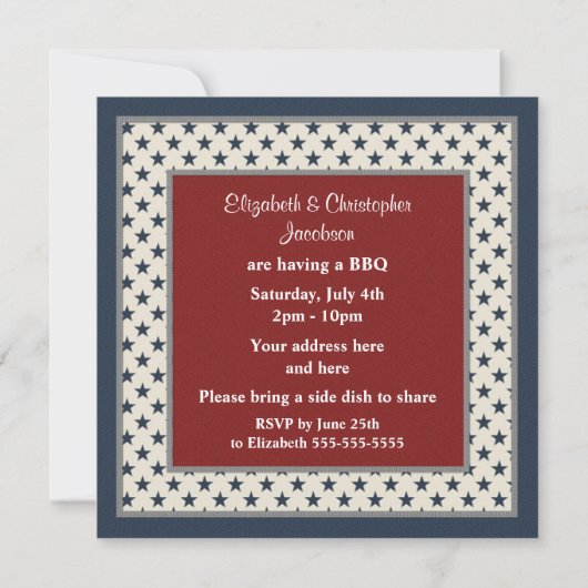 4. Juli Party Uncle Sam Hat Invites Einladung (Rückseite)