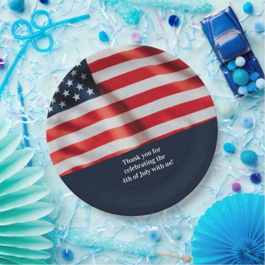 4. Juli Party US-Flagge mit Family Foto Pappteller (Party)