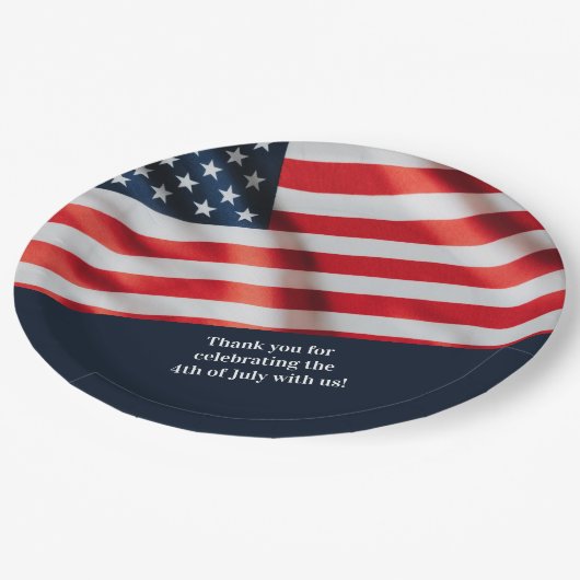 4. Juli Party US-Flagge mit Family Foto Pappteller (Schrägansicht)