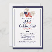 4. Juli Party USA Flag Gold Fireworks Classic Einladung (Vorderseite)