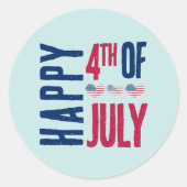 4. Juli Party USA Flag Runder Aufkleber (Vorderseite)