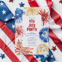 4. Juli Party, Wasserfarben Feuerwerk