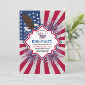 4. Juli Party zum Unabhängigkeitstag Einladung (Stehend Vorderseite)