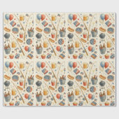 4. Juli Party zum Unabhängigkeitstag für Fischerei Geschenkpapier (Flach)