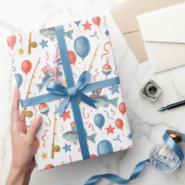 4. Juli Party zum Unabhängigkeitstag für Fischerei Geschenkpapier