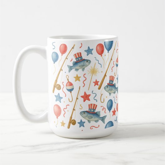 4. Juli Party zum Unabhängigkeitstag für Fischerei Kaffeetasse (Links)
