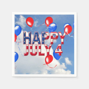 4. Juli-Partyballons am Himmel Serviette