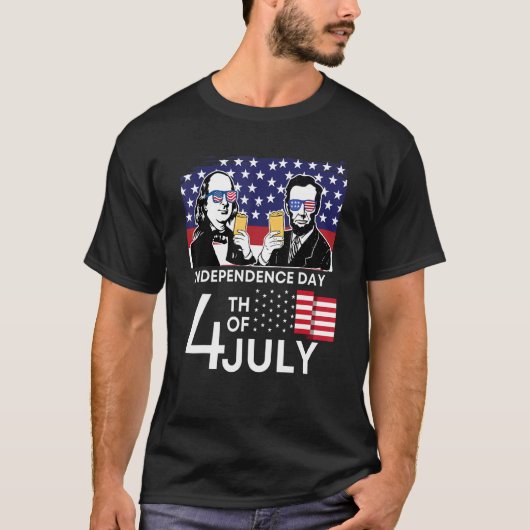 4. Juli Patrioktische Vintage amerikanische Fahne  T-Shirt (Vorderseite)