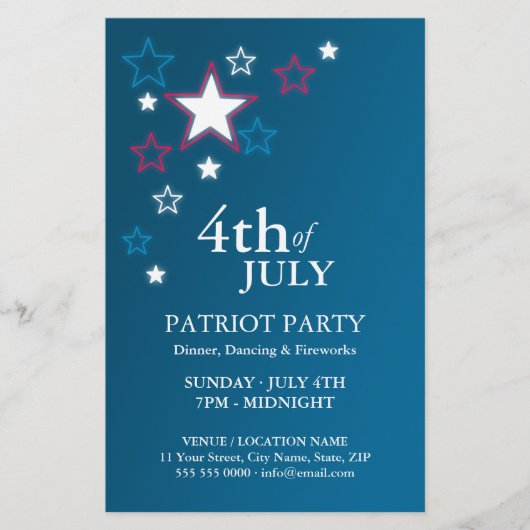 4. Juli Patriot Party Flyer (Vorne)