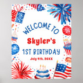 4. Juli Patriotic 1. Geburtstag Party Begrüßung Un Poster (Vorne)
