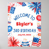 4. Juli Patriotic 3. Geburtstag Party Begrüßungsze Poster (Vorne)