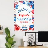 4. Juli Patriotic 3. Geburtstag Party Begrüßungsze Poster (Heimbüro)