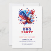 4. Juli Patriotic American Eagle GRILLEN Einladung (Vorderseite)