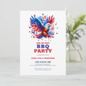 4. Juli Patriotic American Eagle GRILLEN Einladung (Stehend Vorderseite)