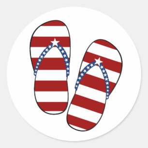 4. Juli Patriotic American Flag Flip Flops Runder Aufkleber
