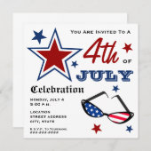 4. Juli Patriotic American Flag Sonnenbrille Einladung (Vorne/Hinten)