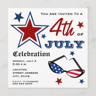 4. Juli Patriotic American Flag Sonnenbrille Einladung