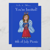 4. Juli Patriotic Angel USA Flag Einladung (Vorne/Hinten)