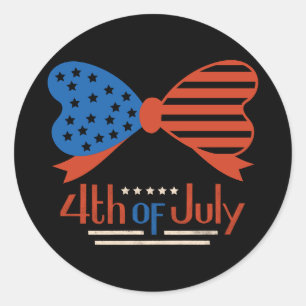 "4. Juli" Patriotic Bow Design Custom Runder Aufkleber