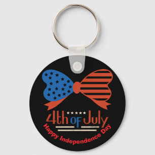 "4. Juli" Patriotic Bow Design Custom Schlüsselanhänger