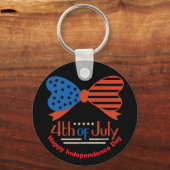 "4. Juli" Patriotic Bow Design Custom Schlüsselanhänger (Vorderseite)