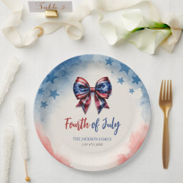 4. Juli Patriotic Bow GRILLEN Party Pappteller