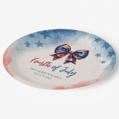 4. Juli Patriotic Bow GRILLEN Party Pappteller (Schrägansicht)