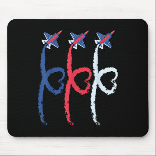4. Juli Patriotic Fighter Heart Airplane USA F Mousepad