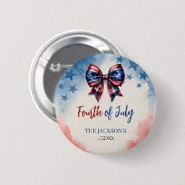 4. Juli Patriotic Flag Bow Custom Button
