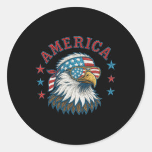 4. Juli Patriotic Freedom Imitats Stickerei Amer Runder Aufkleber