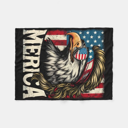 4. Juli Patriotic Funny Eagle 4. Juli USA Mer Fleecedecke (Vorderseite (Horizontal))