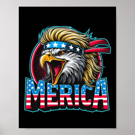 4. Juli Patriotic Funny Eagle 4. Juli USA Mer Poster (Vorne)