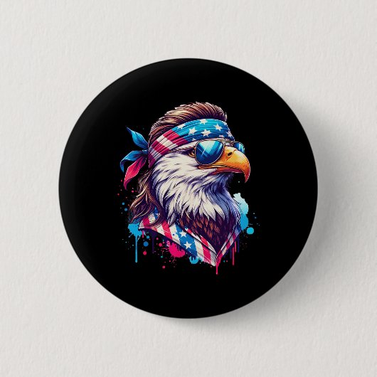 4. Juli Patriotic Funny Eagle 4. Juli USA Mur Button (Vorderseite)