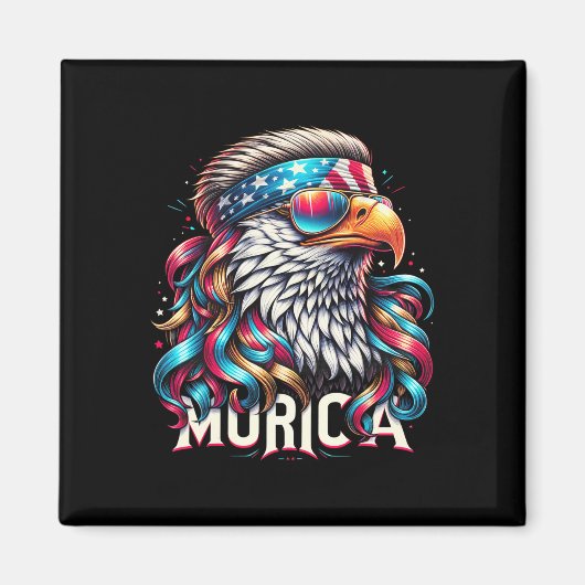 4. Juli Patriotic Funny Eagle 4. Juli USA Mur Magnet (Vorne)