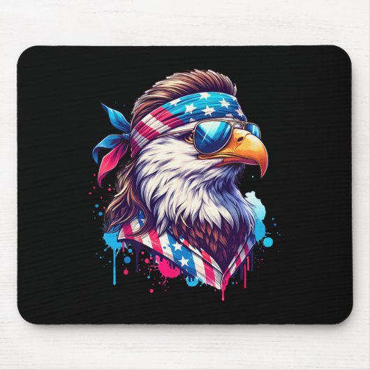 4. Juli Patriotic Funny Eagle 4. Juli USA Mur Mousepad (Vorne)