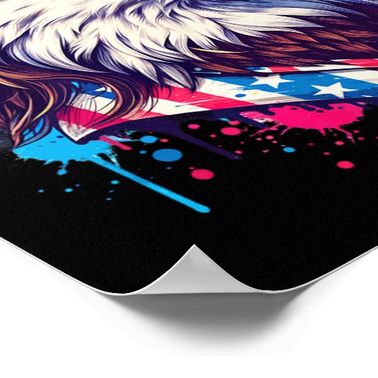 4. Juli Patriotic Funny Eagle 4. Juli USA Mur Poster (Ecke)