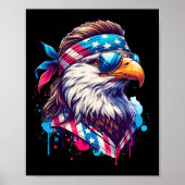 4. Juli Patriotic Funny Eagle 4. Juli USA Mur Poster (Vorne)